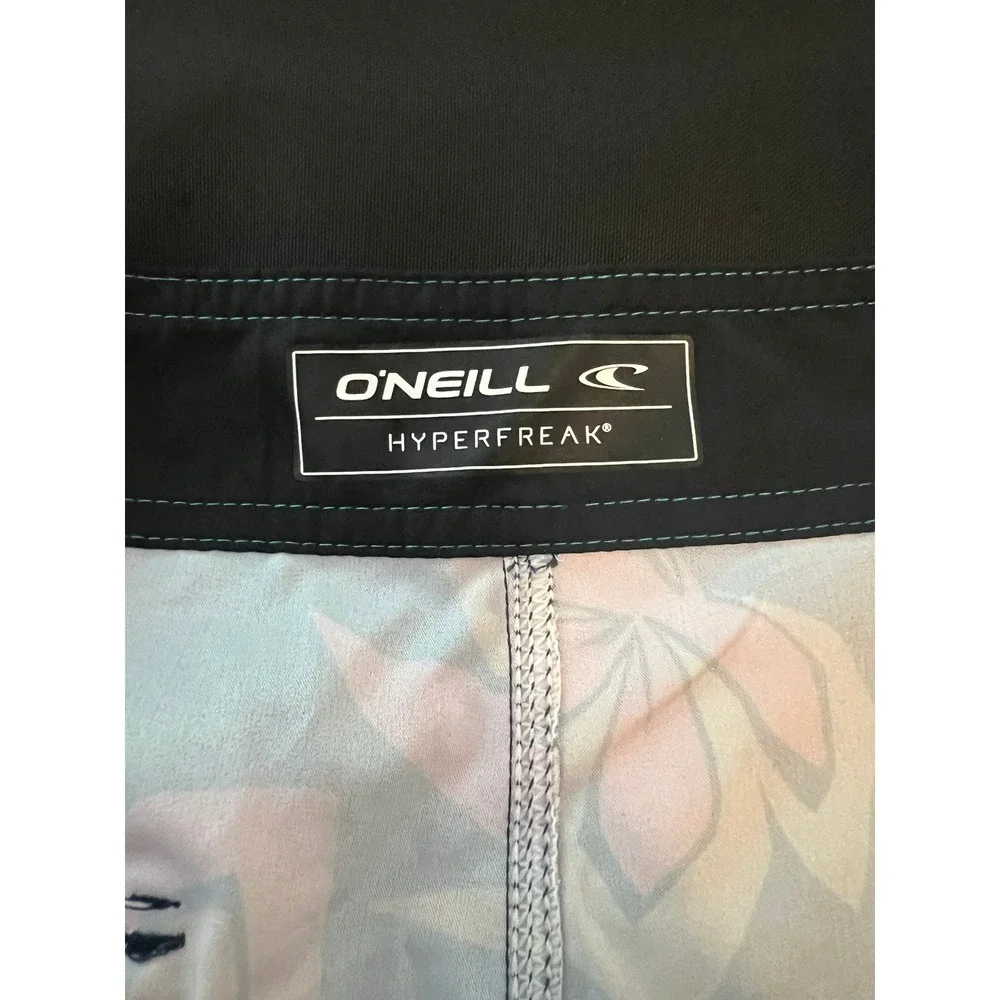 O'Neill Hyperfreak Mens Floral Board Shorts Navy Blue Orange Swim Trunks 30